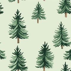 Obraz premium Pine tree seamless pattern vector isolated on light green background