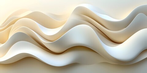 Obraz premium Abstract design featuring flowing, soft waves in shades of cream and beige, creating a serene and elegant atmosphere.