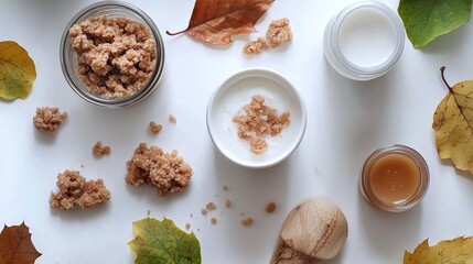 Fototapeta premium Seasonal Sugar Scrub Display with Natural Ingredients