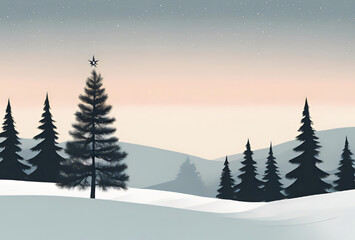 Fototapeta premium winter landscape with mountains