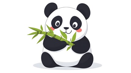 Naklejka premium panda bear eating bamboo