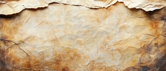 Fototapeta premium Close-up of a Crumpled and Aged Paper Texture with Uneven Brown Tones