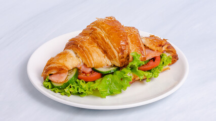 Croissant sandwich isolated