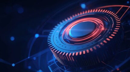 Dynamic technology visualization of a futuristic interface in a digital environment with a focus on innovation