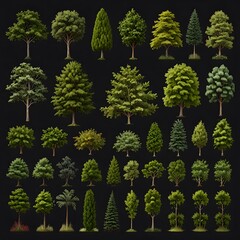 Lush Green Trees Collection 3D Rendered Foliage for Design