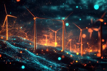 Obraz premium Modern futuristic wind turbines