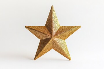 Obraz premium Golden glittering star on plain background, symbol of achievement