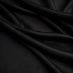 Fototapeta premium Elegant Black Fabric Texture Draped Silk Smooth Soft Dark Luxurious Background
