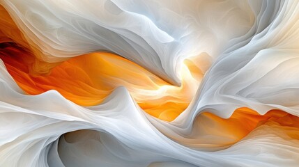 Obraz premium Abstract waves of orange and white create a dynamic, flowing visual experience, AI