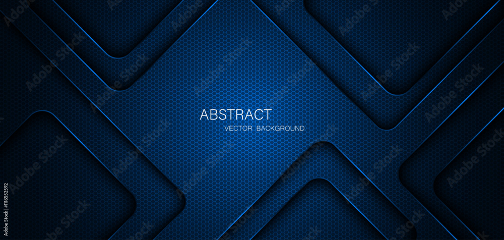 Aufkleber abstract blue steel mesh background with blue glowing lines with free space for design. modern techn