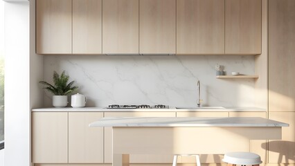 Minimalist Kitchen Design in Natural Tones