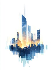 Obraz premium Abstract cityscape sunset glow.