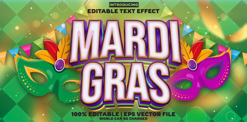 Mardi Gras editable text effect in modern trend style