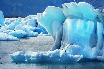 blue glacier in Jokulsarlon lagoon, Iceland