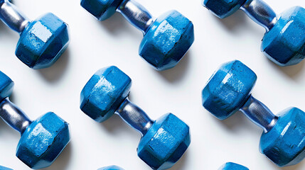 blue and green dumbbells