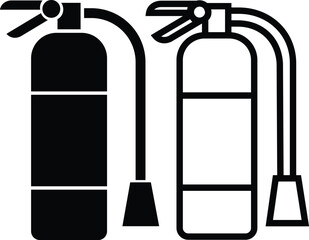 Emergency fire extinguisher icon in flat line set vector for apps or website sign symbol for Safety Security Fire Extinguisher services Laboratory Equipment isolated on transparent background