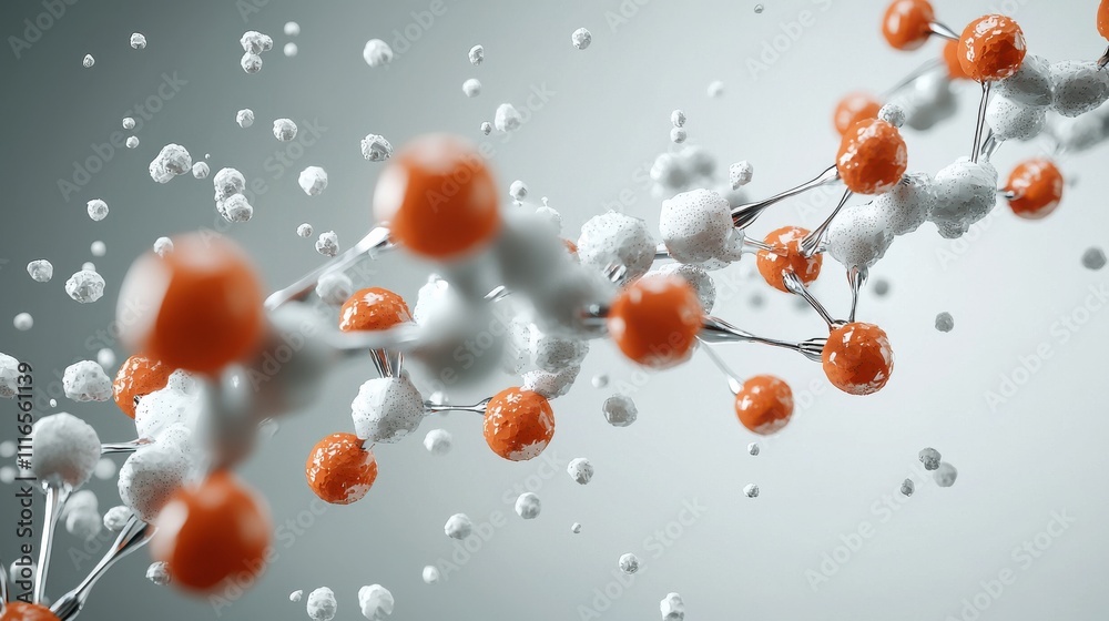 Poster exploring hemoglobin molecular model detailed standard representation scientific visualization labor