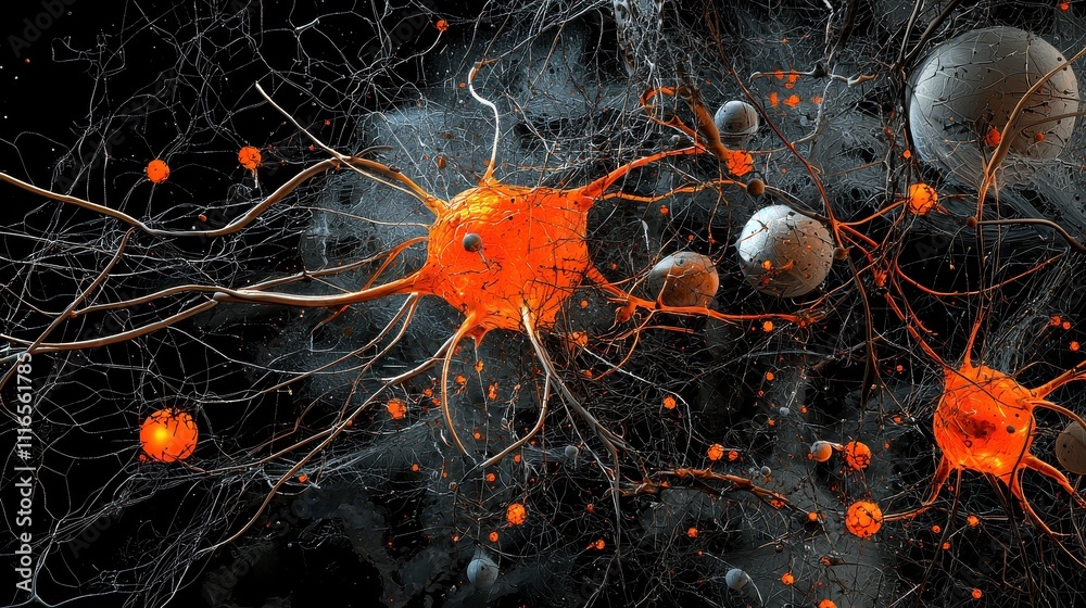 Poster Illuminating molecular connectivity exploring a complex network of glowing bonds in a cellular environment from a scientific perspective
