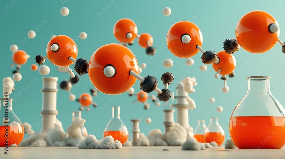 Leinwandbilder Dispersal of carbon dioxide molecules in laboratory setting scientific visualization clean environment macro perspective molecular dynamics for enhanced understanding
