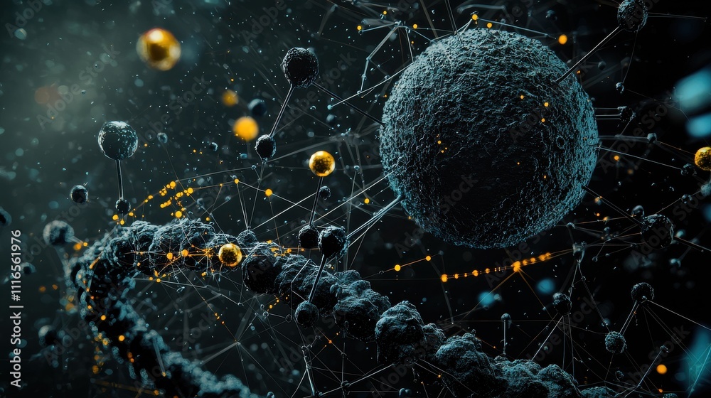 Aufkleber Dispersing carbon dioxide molecules in standard conditions science visualization molecular dynamics abstract environment macro viewpoint atmospheric concept for enhanced understanding