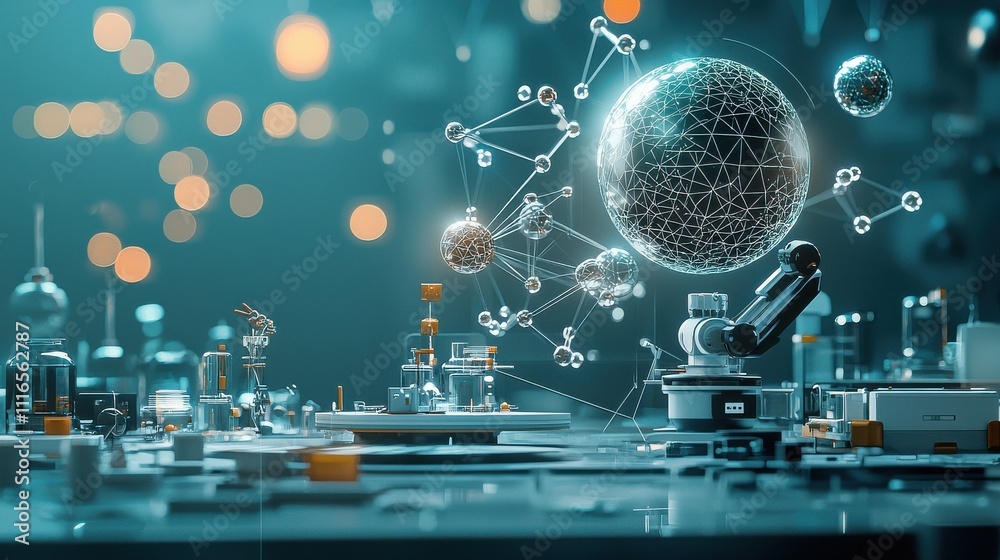 Leinwandbilder exploring molecular innovations a futuristic lab with holographic models science environment high-te