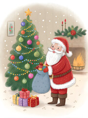 Santa Claus and Christmas tree