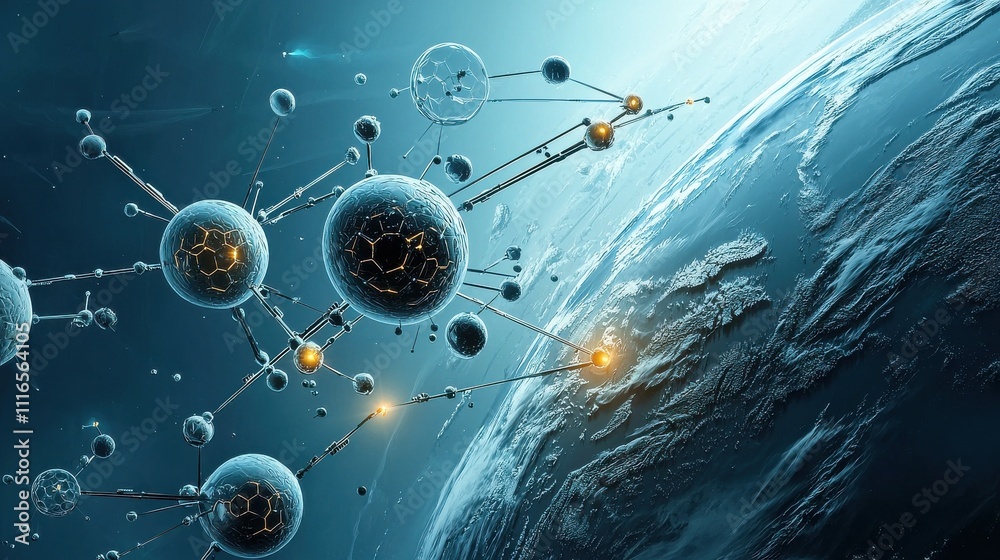 Aufkleber exploring molecular interactions of gases in standard conditions a detailed scientific illustration 