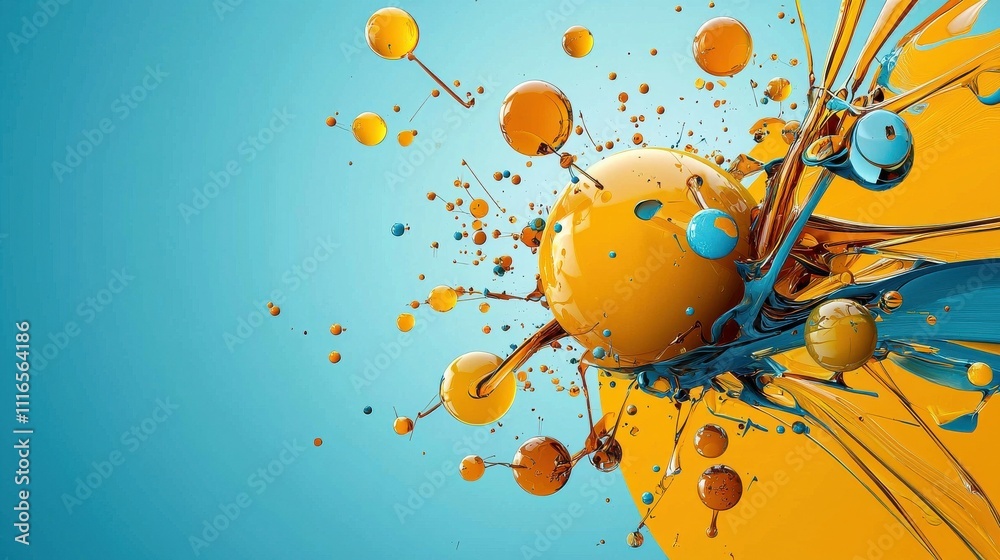 Aufkleber Visualizing the separation of oil and water a molecular illustration in a laboratory setting with a scientific perspective on liquid dynamics