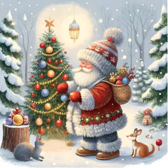 Santa Claus and Christmas tree