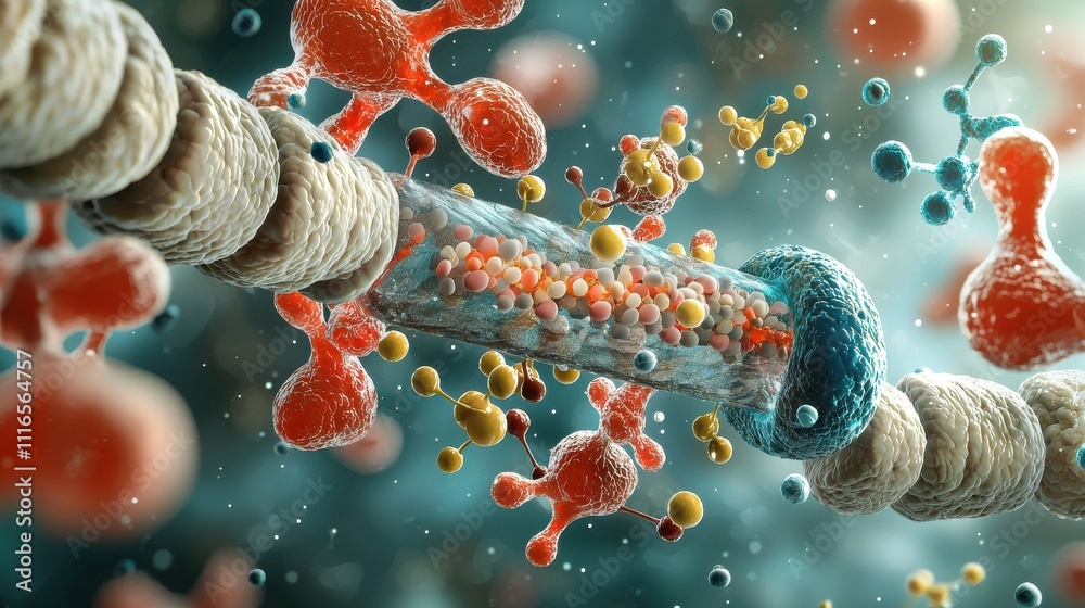 Aufkleber Visualizing molecular interactions in scientific research a detailed exploration of molecular dynamics in a laboratory environment from a microscopic perspective