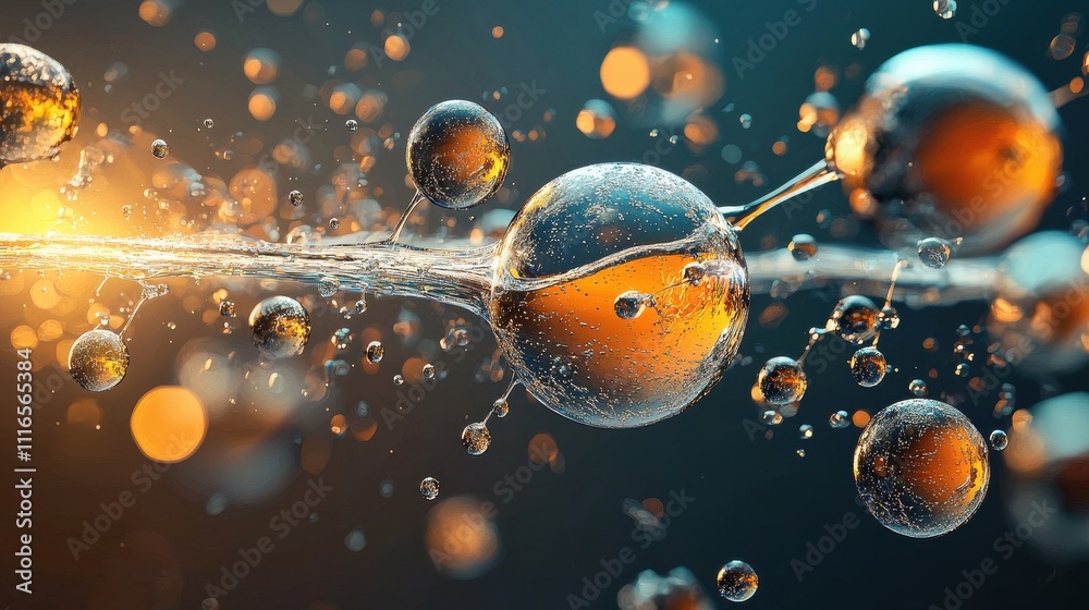 Poster Expanding water molecules visualization in scientific context dynamic environment macro viewpoint molecular structure concept for enhanced understanding