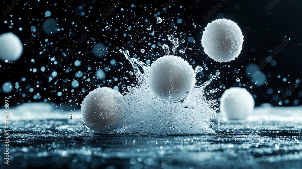 Poster visual representation of water molecules expanding standard laboratory setting digital illustration 