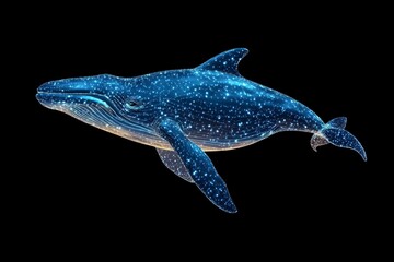 Fototapeta premium Cosmic Whale in a Starry Ocean - A stunning representation of a whale adorned with cosmic patterns, symbolizing nature, wonder, and the universe's beauty.