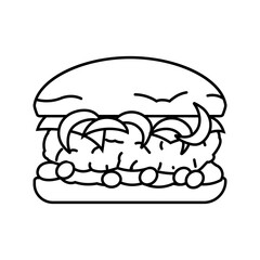 hawaiian burger food line icon vector. hawaiian burger food sign. isolated contour symbol black illustration