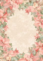 vintage background with Christmas flowers border