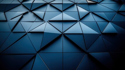 Abstract dark blue geometric triangular pattern.