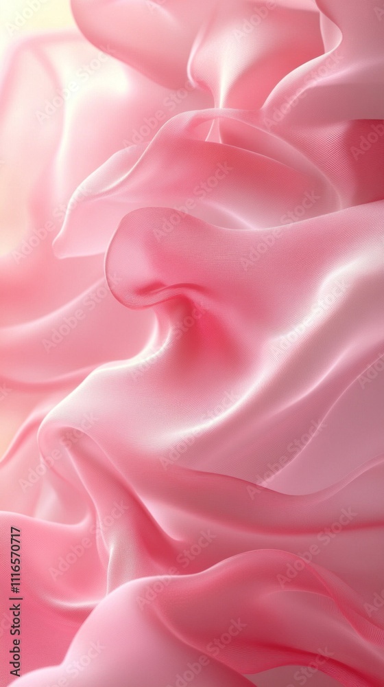 Aufkleber a delicate interplay of pink and white fabric forms soft waves and folds, evoking a calm and dreamli