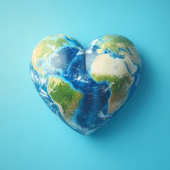 Fototapeta premium A heart-shaped globe design representing global love, harmony, and the importance of protecting the environment