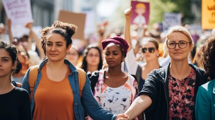 Obraz premium Diverse Group of Women Supporting Equality and Strength in Unity