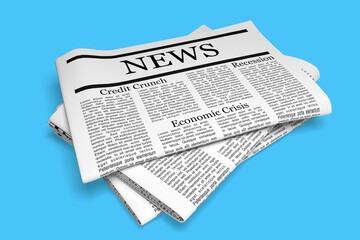 Naklejka premium Daily newspaper on color blue background