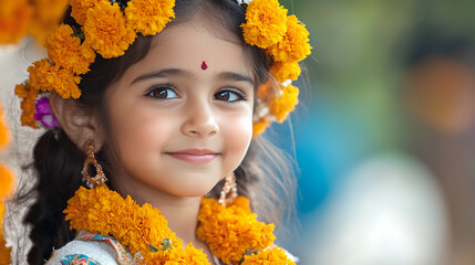 Indian girl with flowers