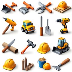 Bundle of construction tools icons