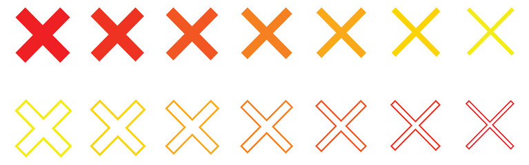 Obraz premium Red Cross marks. x mark vector sign. red cross symbol. isolated x sign. Cross icon set. Negative selection mark. wrong sign. Negative selection mark. cross mark set