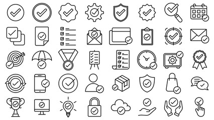 check mark icon line collection vector design illustration in trendy style with editable stroke