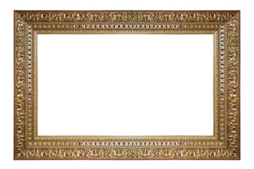 Old vintage golden frame isolated on a white background