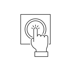 Finger pressing a button. Switch on icon line style isolated on white background. Vector illustration