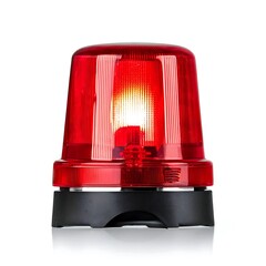 red flashing police car siren light isolated on white transparent background, cutout, cut out