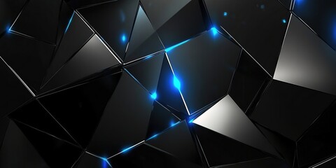 Obraz premium Abstract Dark Geometric Background with Blue Glows