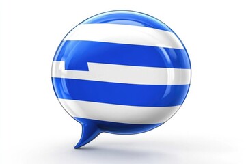 3D Speech Bubble Featuring the Greek National Flag for Communication in the Greek Language