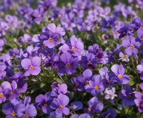 A field of delicate violets swaying gently in the breeze, Flowers, Calm, Nature